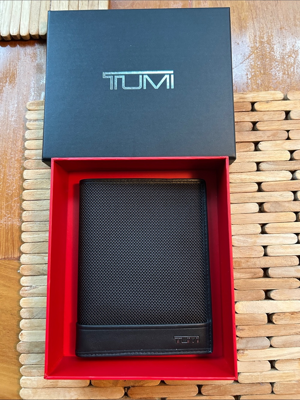 NWT Tumi Black Textured Nylon & Leather Card Holder and Passport Holder